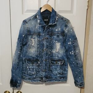 Preme Blue Distressed Denim Jacket Women Medium